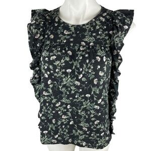 CeCe Top - NWT | Women XS | Black Floral Ruffle